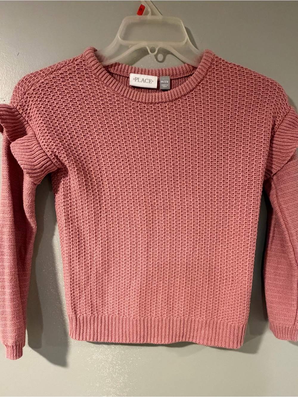 Place Rose Pink Waffle Knit Crewneck Sweater